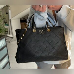 Chanel Black Quilted Leather Tote